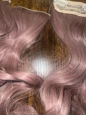 20” Pink Wavy Women’s Wig Pieces, 3 Separate w/Lace Clips