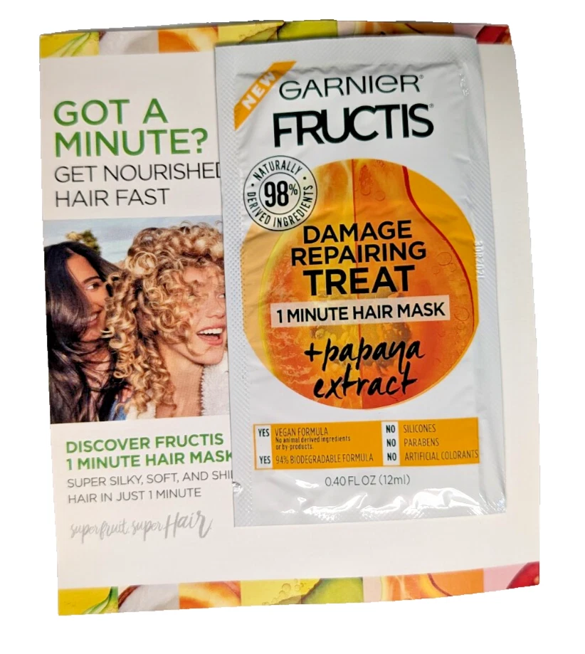 25pk Garnier Fructis Papaya 1-Min Hair Mask – Damage Repairing Single-Use Packs - Image 4 of 4