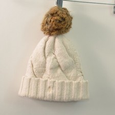 Polo Ralph Lauren Knit Hat Cap Pom Ivory Baby 3-6 Months Winter Beanie
