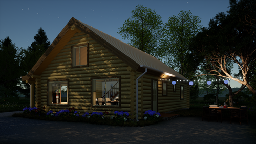 LOG CABIN HOME shell kit logs 1266 sq.ft 36' x 24' with loft and porch - Picture 12 of 12