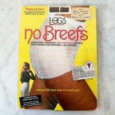 Vintage Legs No Breefs Pantyhose Taupe Leg-Sandalfoot-White Lace Panty - Size A