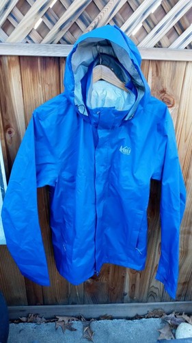 REI Peak 2.5L Rain Jacket Fully Taped Seams + Hood Royal Blu LARGE PERFECT COND! - Afbeelding 1 van 12