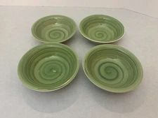 Set of (4) - Philippe Richard Soup or Cereal Bowls - Pear Green Swirl Pattern