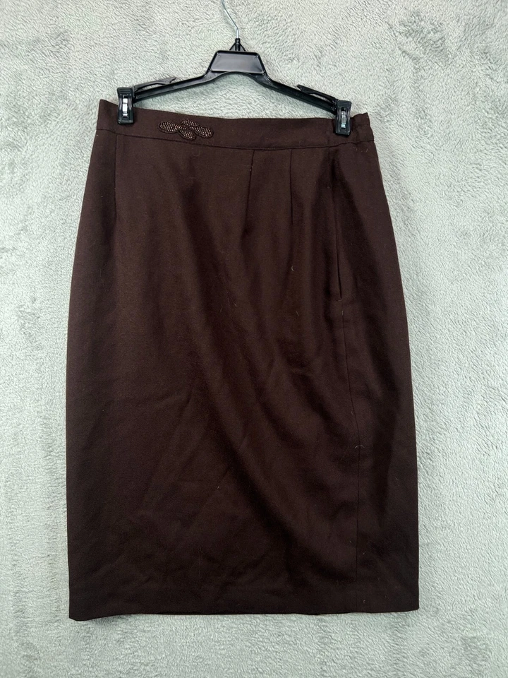 Винтажный женский костюм John Meyer Norwich из 2 предметов 8 100% шерсть коричневый бисер длинная линия - Изображение 2 из 4