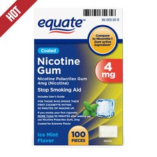 Equate Coated Nicotine Polacrilex Gum 4 mg, Ice Mint Flavor, 100 Count. NEW. USA