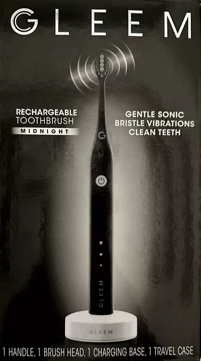 GLEEM Rechargeable Electric Toothbrush Midnight w Travel Case Black NEW