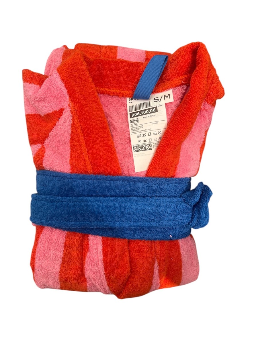 Brand New IKEA SKOGSSALLAT Bathrobe Red-Pink Striped S/M