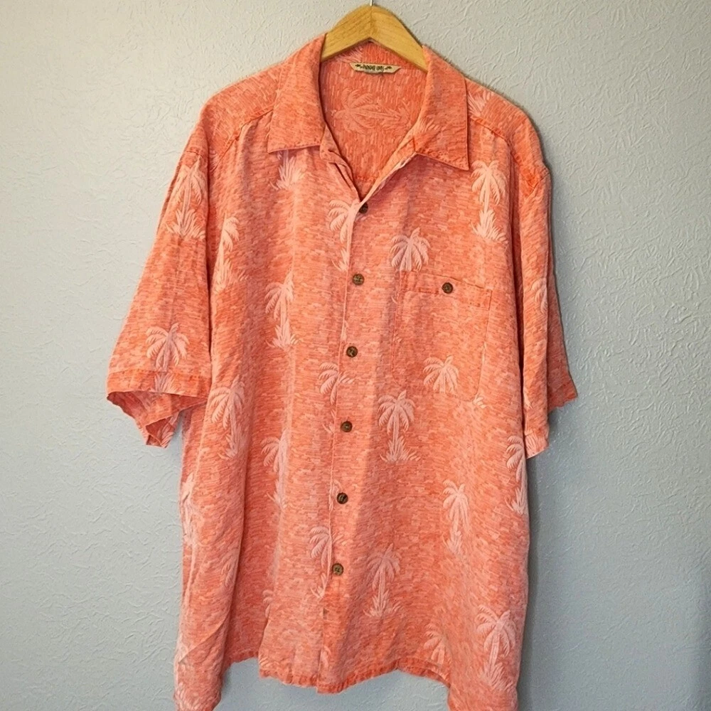 Paradise Coves Men's Button Down Short Sleeve Shirt 100% Silk Blend Beach BoxC