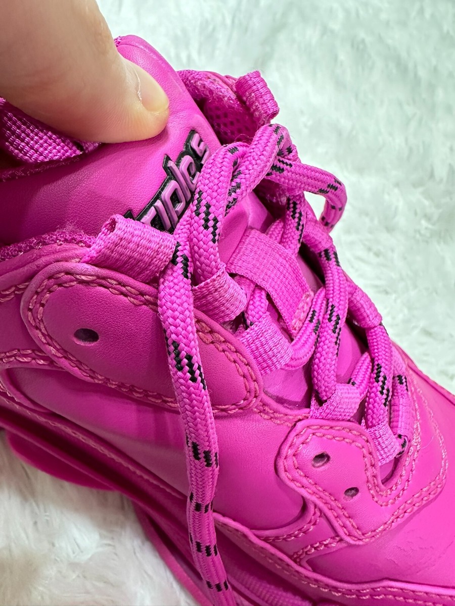 Authentic Balenciaga Triple S Shoes Pink Vegan Leather Sneakers