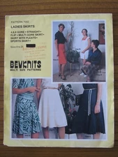 BEVKNITS PATTERN - 7002 LADIES SKIRTS STRAIGHT PLEATS GORED SPORTS 8-24 UNCUT 