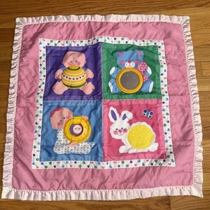 Vintage 1983 Fisher Price Baby Activity Mat Blanket Tummy Time Satin Edge 28x27