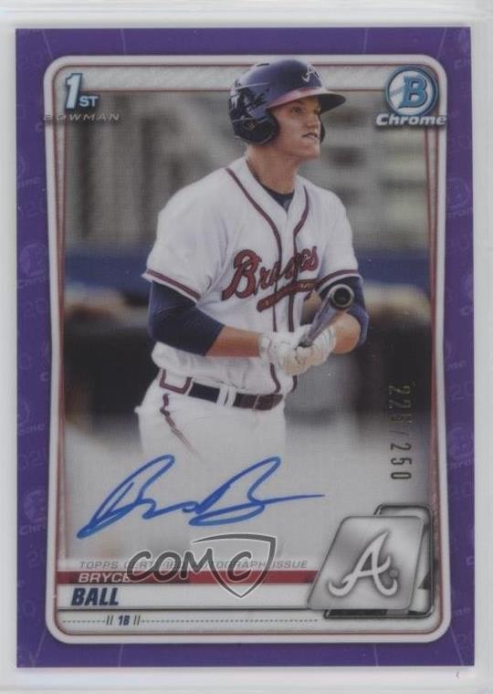 2020 Bowman Chrome Prospects Purple Refractor /250 Bryce Ball #CPA-BBA Auto 5m5