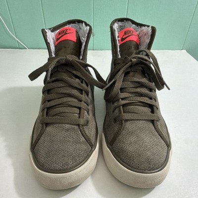 Nike 807183-331 Olive High Top Lace Up Faux Fur Lined Men's Sneakers size 9