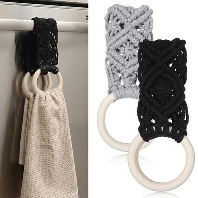 2 Pcs Kitchen Towel Holder, Handmade Crochet Hanging Towel Loop Ring for Hang...