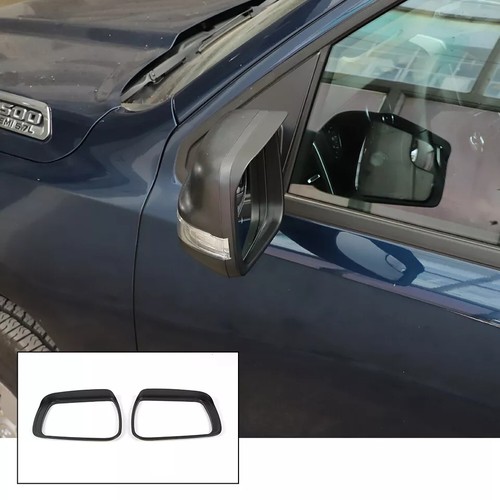Pair Rearview Side Mirror Rain Eyebrow Cover Trim Black For Dodge RAM 1500 18+ - Picture 6 of 10