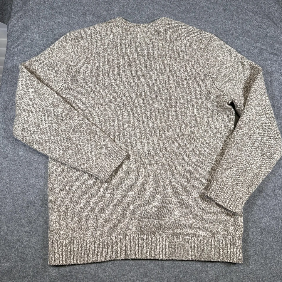 Suéter L.L.Bean Para Hombres 2XL Alto Marrón Beige Lana de Cordero Mármolina Cuello Redondo Tejido Trapo Foto 4 de 4