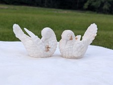 A. Santini Vintage White Alabaster Love Doves Birds pair of 2 Made In Italy