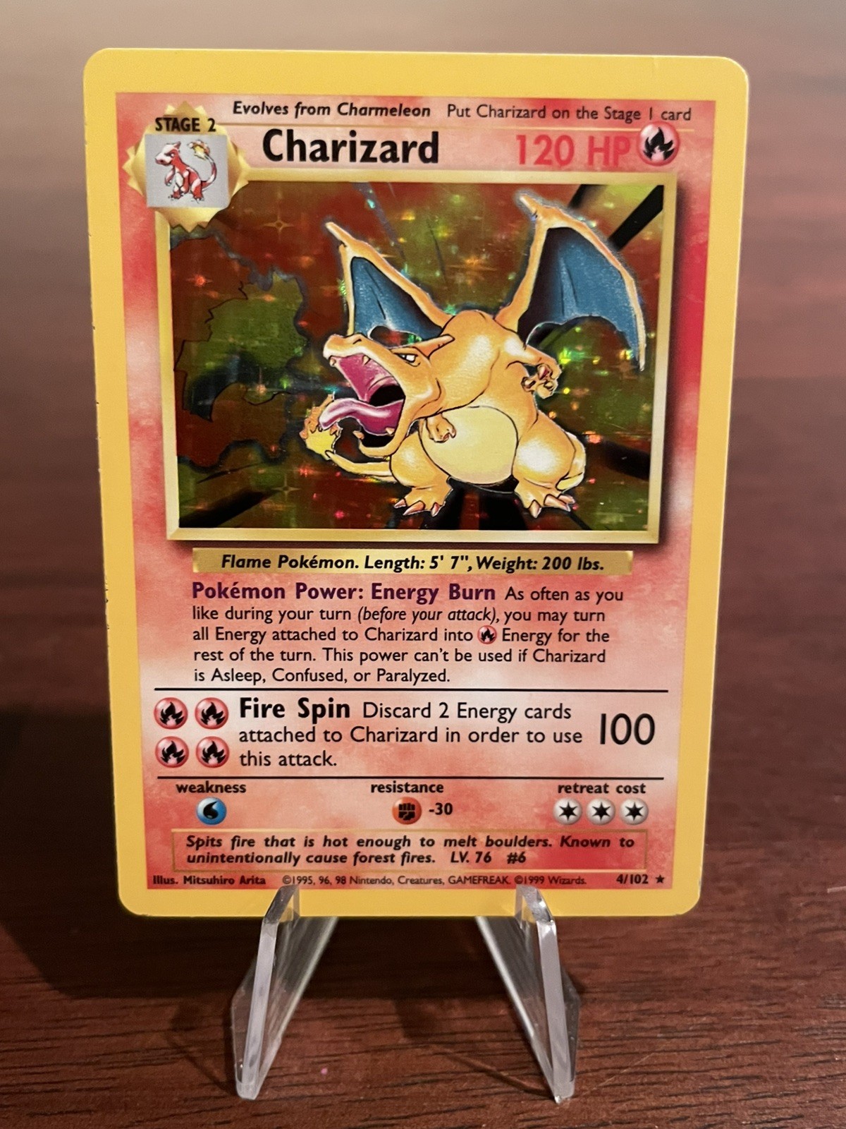 Pokemon Base Set Charizard 4/102 Holo Rare Unlimited Vintage WOTC Authentic