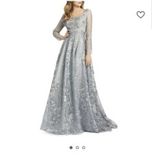 Mac Duggal Embroidered Lace Long Sleeve Evening Gown