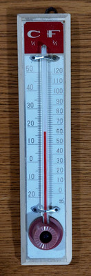 Sehr altes Wandthermometer vintage Holz Anzeige celsius und fahrenheit