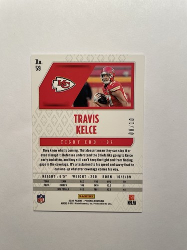 TRAVIS KELCE -- 2021 PANINI PHOENIX #59 -- TARJETA PARALELA NEGRA #08/10 - ¡RARA! - Imagen 2 de 2