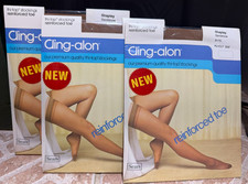 Sears Vintage Thigh High Stockings Shapley Cling-alon Sandstone New x 3 Pairs 