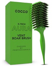 COCCO Aura Vent Boar Brush, Green, Dual-Curved Design for Faster Drying Green