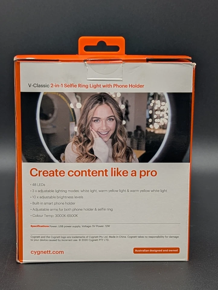 Cygnett V-Classic 2 en 1 Anillo de luz para selfies con luz y agarre ajustables Foto 2 de 3