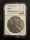 2015 American Silver Eagle $1 NGC MS69 ASE 1 Oz .999 Fine Silver Bullion Coin