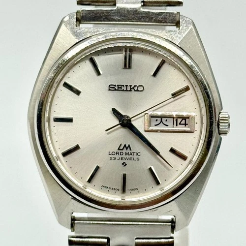 SEIKO LORD MATIC 5606-7000 Automatic Watch Day Date Silver Dial - Picture 1 of 4