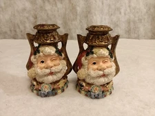 Young’s Inc Santa Candle Holder Figurines Set of 2 Winking Santa Christmas Decor