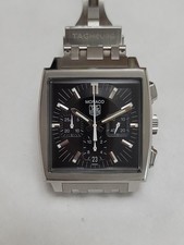 TAG HEUER MONACO CW2111 Automatic Chronograph 38mm SS Black Dial Men's Watch