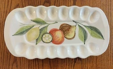 Italian Ceramic Deviled Egg Platter Serving Plate Tray 16.5" Hand Painted Italy