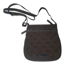 Vera Bradley Espresso Brown Hipster Double Zip Quilted Crossbody Bag