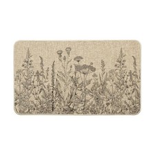 Black Wildflower Spring Floral Spring Doormat, Home Summer Decor Low-Profile
