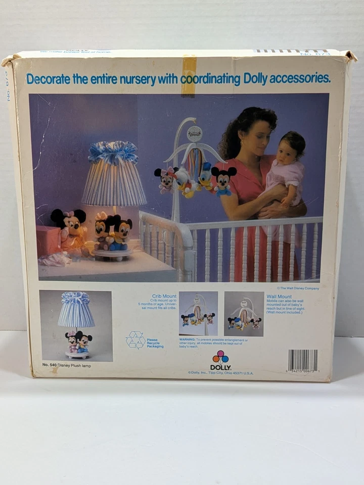  Disney Dolly Babies Musical Mobile Vtg  #673 Tested Works Plush Mickey Mouse  - Image 3 of 4