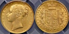1872 Melbourne Shield Reverse Sovereign - PCGS MS61 