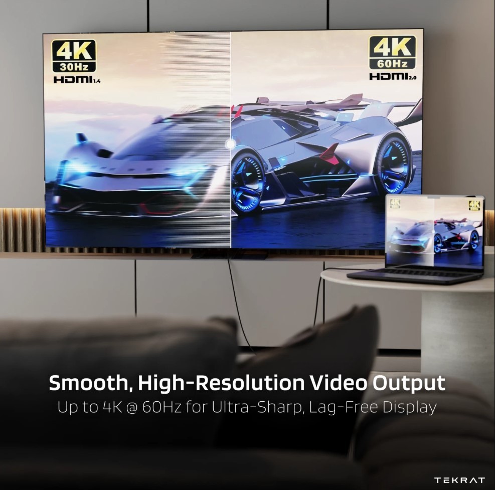 Câble Adaptateur USB-C vers HDMI 4K UHD 2m - MacBook Pro, iPad, Samsung-TV-PC foto 3