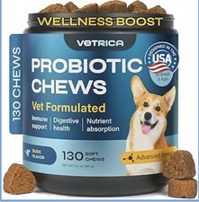 Vetrica Probiotic Digestive Chews for Dogs - 130 Soft Chews - Duck Flavor