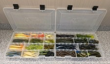 Bass Pro Shops 230 Soft Jelly Fishing Lures Assorted Lot With Storage Organizers
