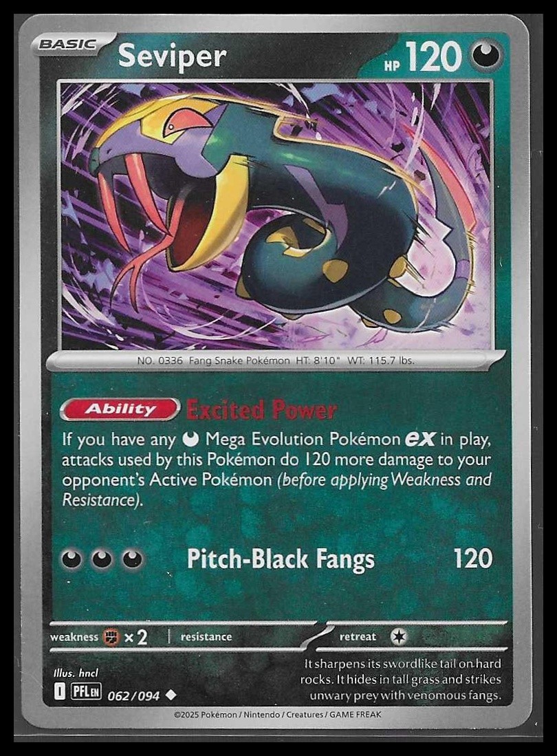 Seviper 62/94 Pokemon ME: Phantasmal Flames