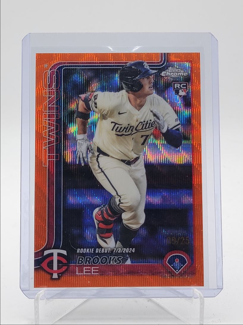 BROOKS LEE 2025 TOPPS CHROME UPDATE ROOKIE DEBUT ORANGE WAVE RC /25 Q3967