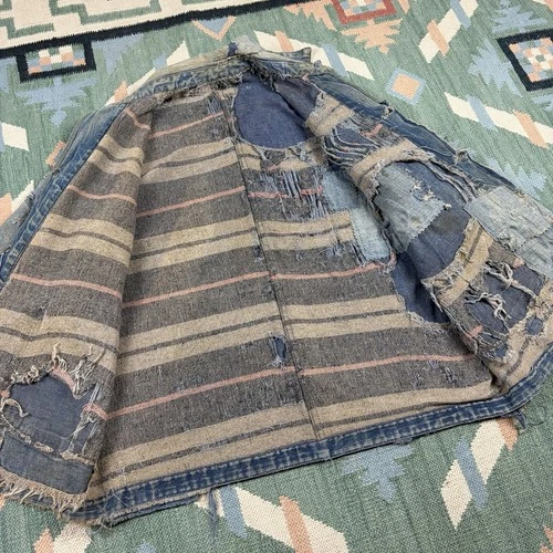 Vintage 1930s WW2 Faded Distressed Thrashed Lined Chore Jacket Workwear XL image 9