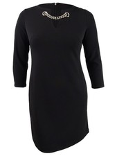Tommy Hilfiger Women's Petite Chain-Neck Shift Dress