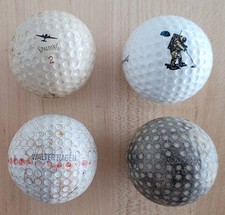4 Antique Vintage Golf Balls Walter Hagen Speed Flo Moon Airplane Espinosa