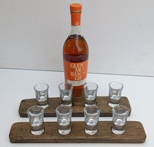 Oak Whisky Barrel Stave Flight Taster Boards Coasters Scotch 8 Shot Glasses 406