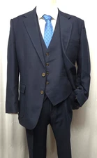 JC PENNEY Vintage 3 piece Suit 44 Navy Comfort Suited Separates 70s/80s Washable