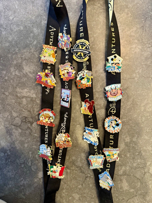 Disney Adventures by Disney Trading Pin Set on Black Lanyards, Disney Parks