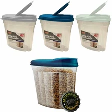 3 Pack Cereal Containers Storage Dispenser Set Pantry Dry Food Bin BPA Free 42oz