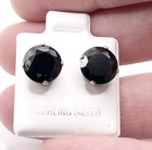 Sterling Silver Round Black Tourmaline 1ct each Stud Earrings  — photo 2
